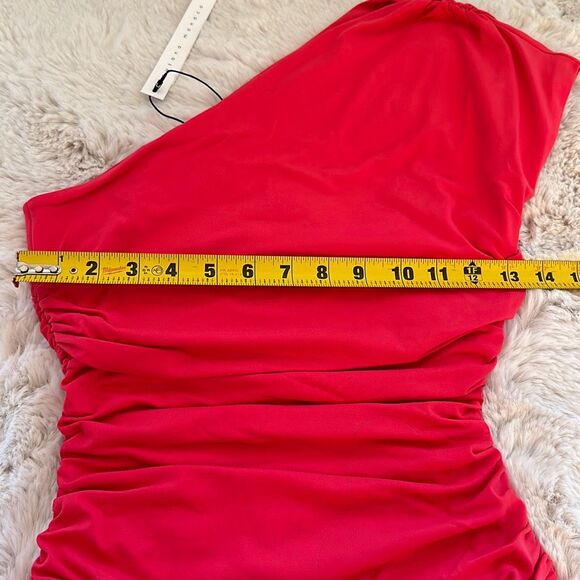 Susana Monaco One Arm Gather Top in Watermelon Size S - Picture 2 of 7